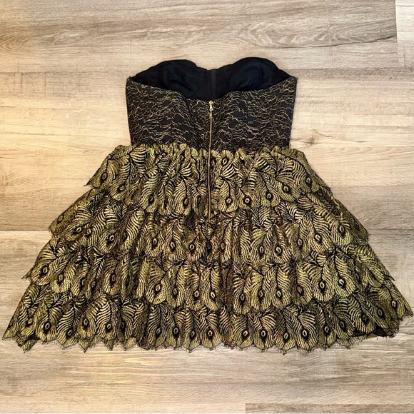 Haute Hippie Peacock Bustier Fit & Flare Mini Dress Cocktail Party Halloween - Picture 10 of 11